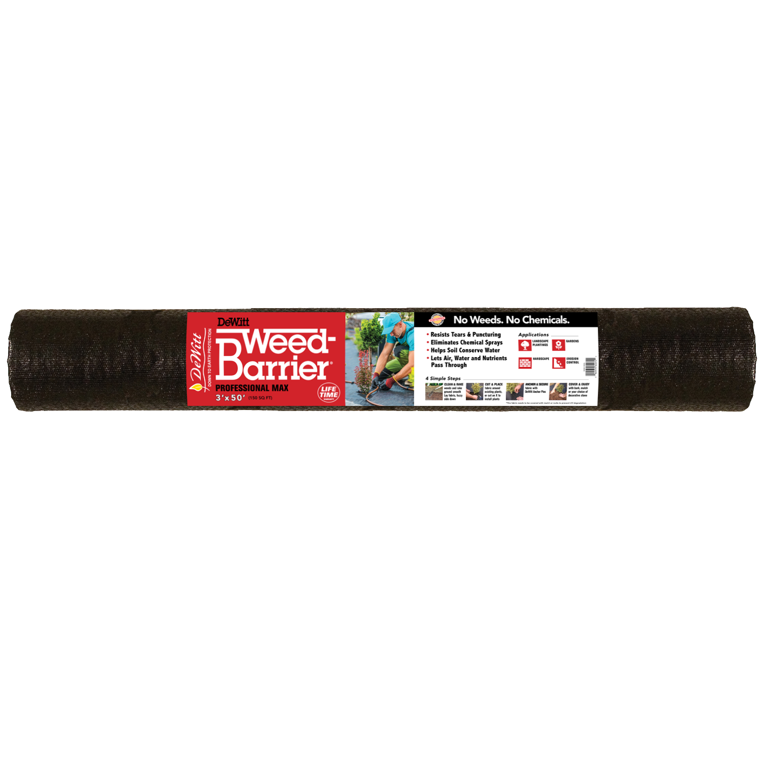 BostwickBraun Hardware DeWitt DWB10350 Weed Barrier, 50 ft Length, 3